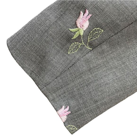 Vintage ESCADA Rose Embroidered Blazer Suit Jacket Gray Pink Size Small - Picture 5 of 12